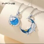 S925 Sterling Silver Cloud Dream Butterfly Whale Couple Necklace - Light Luxury Minimalist Romantic Collarbone Chain Jewelry for Valentine's Gift (Hypoallergenic).