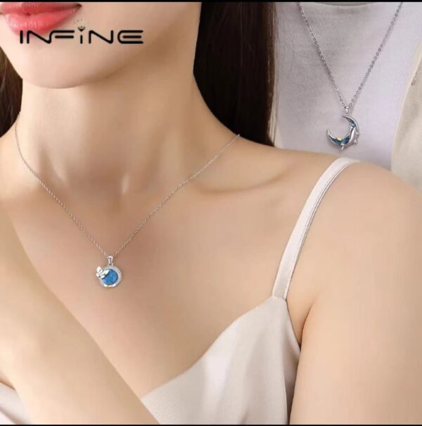 S925 Sterling Silver Cloud Dream Butterfly Whale Couple Necklace - Light Luxury Minimalist Romantic Collarbone Chain Jewelry for Valentine's Gift (Hypoallergenic).