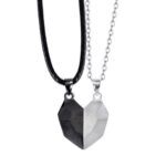 (Magnetic Attraction) S925 Sterling Silver Couple Necklaces Pair - Creative Magnetic Heart Pendant Matching Collarbone Chains for Couples