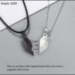 (Magnetic Attraction) S925 Sterling Silver Couple Necklaces Pair - Creative Magnetic Heart Pendant Matching Collarbone Chains for Couples