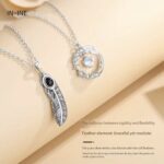S925 Sterling Silver "Feather & You" Couple Necklace - Jewelry for Boyfriend/Girlfriend (Hypoallergenic).