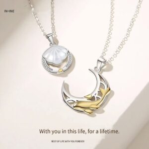 S925 Sterling Silver "Destined with You" Couple Necklace -  Jewelry for Boyfriend/Girlfriend (Hypoallergenic).