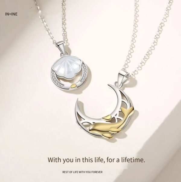 S925 Sterling Silver "Destined with You" Couple Necklace -  Jewelry for Boyfriend/Girlfriend (Hypoallergenic).