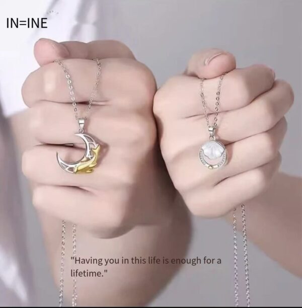 S925 Sterling Silver "Destined with You" Couple Necklace -  Jewelry for Boyfriend/Girlfriend (Hypoallergenic).