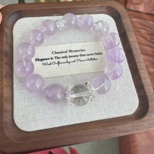 Natural Amethyst White Aze Bracelet with Top Bead – A Lucky Charm for Wealth and Good Fortune