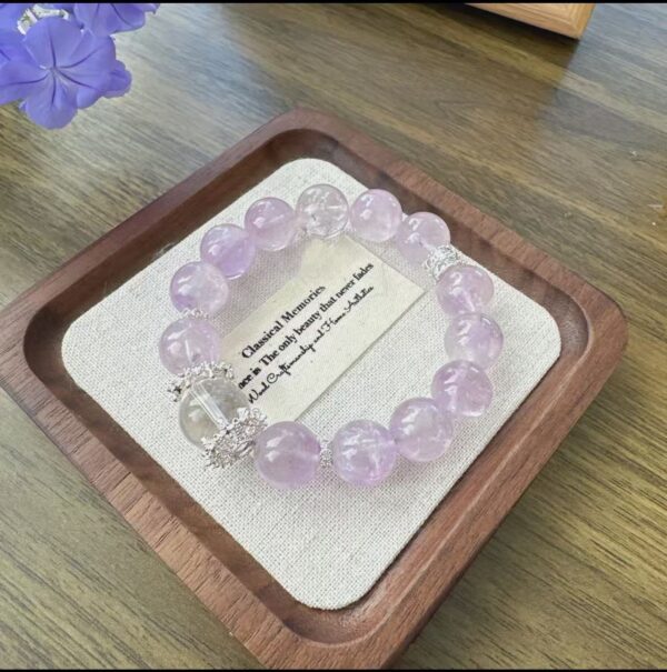 Natural Amethyst White Aze Bracelet with Top Bead – A Lucky Charm for Wealth and Good Fortune