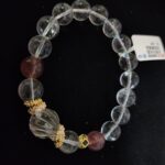 *Simple & Clear:*  Spiritual Jewelry: Natural Clear Quartz & Strawberry Quartz Bracele