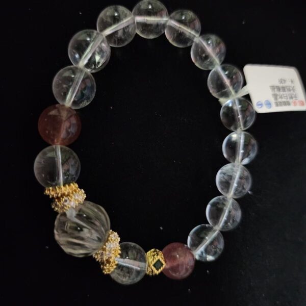 *Simple & Clear:*  Spiritual Jewelry: Natural Clear Quartz & Strawberry Quartz Bracele