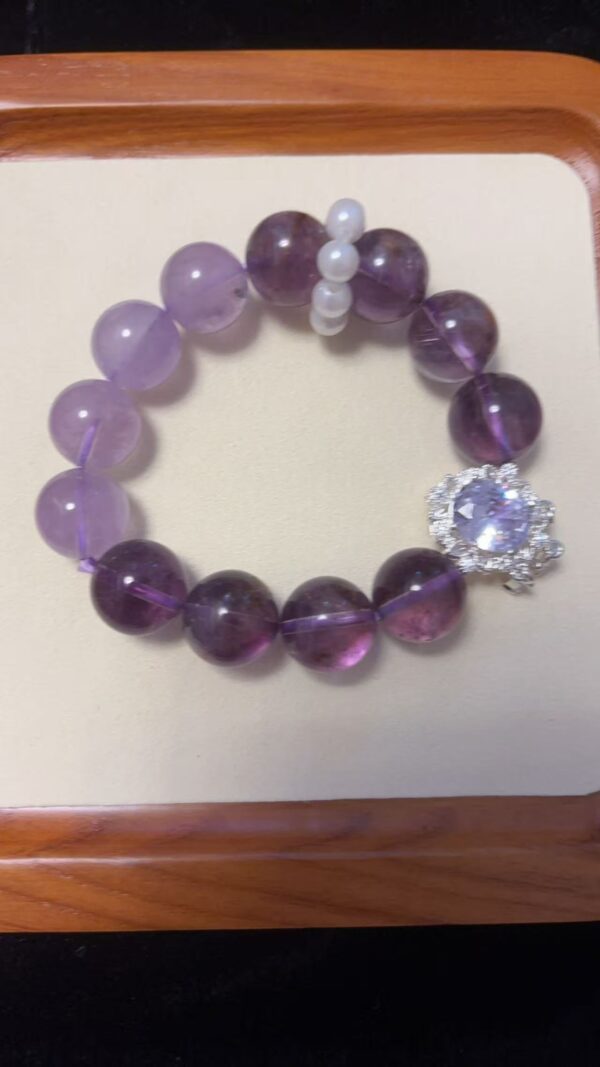 Lavender rabbit fur amethyst bracelets (fire element)